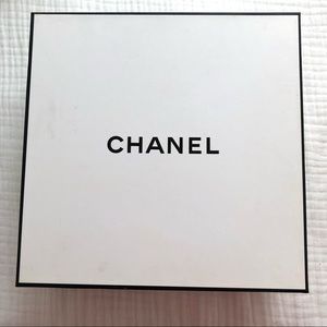 8 3/4” square x 4” tall Chanel gift box with tissue and filling